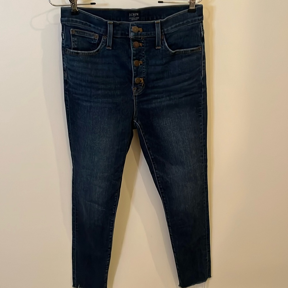 J. Crew Factory high rise skinny button fly dark denim jeans size 29